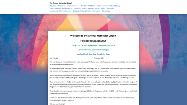 Screenshot of the Blackheath And Halesowen Methodist Circuit website