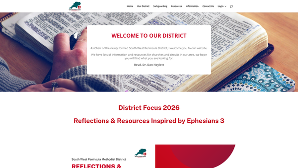 Screenshot of the South West Peninsula Methodist District website