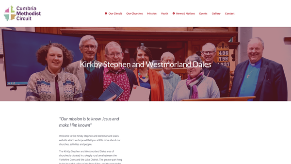 Screenshot of the Kirkby Stephen Appleby And Tebay Methodist Circuit website