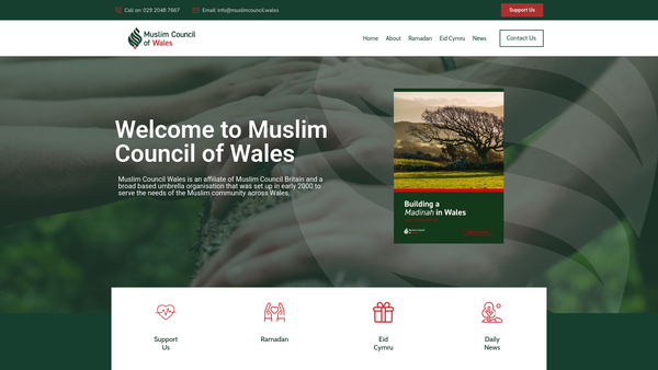 Screenshot of the The Muslim Council Of Wales Charitable Foundation website