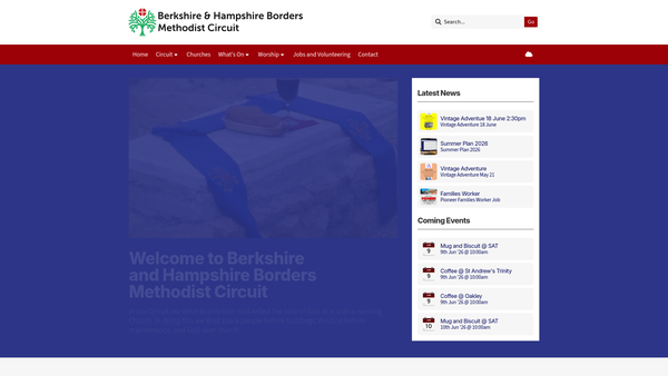 Screenshot of the Berkshire and Hampshire Borders Methodist Circuit website