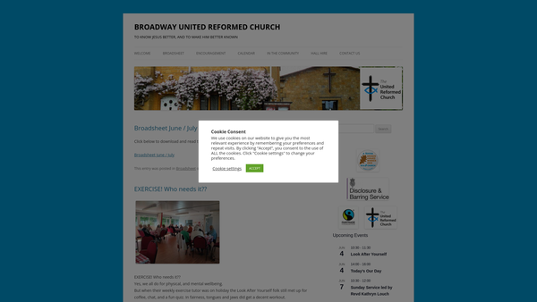 Screenshot of the The United Reformed Church, Broadway, Worcestershire, Charity. website