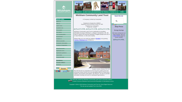 Screenshot of the Wickham Community Land Trust website