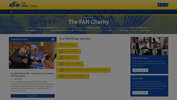 Screenshot of the The Fan Charity website