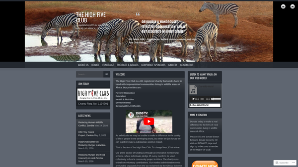 Screenshot of the The High Five Club website