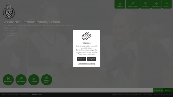 Screenshot of the St Patrick's Parent Teacher Association website