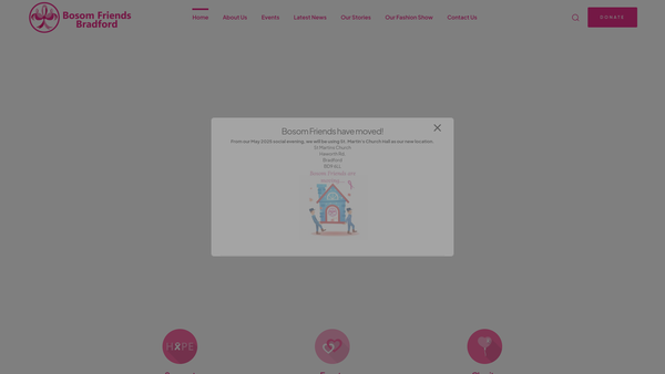 Screenshot of the Bosom Friends (Bradford) website