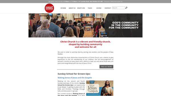 Screenshot of the The Parochial Church Council Of The Ecclesiastical Parish Of New Malden & Coombe, Christ Church & St John's website