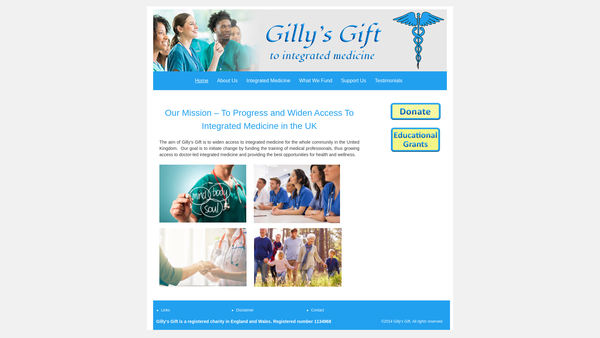 Screenshot of the Gilly's Gift website