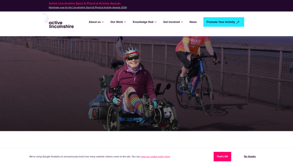 Screenshot of the Active Lincolnshire website