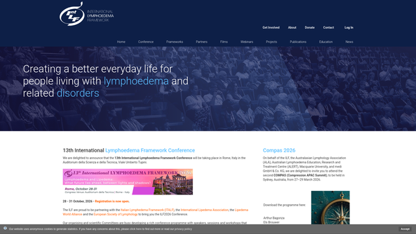 Screenshot of the International Lymphoedema Framework website