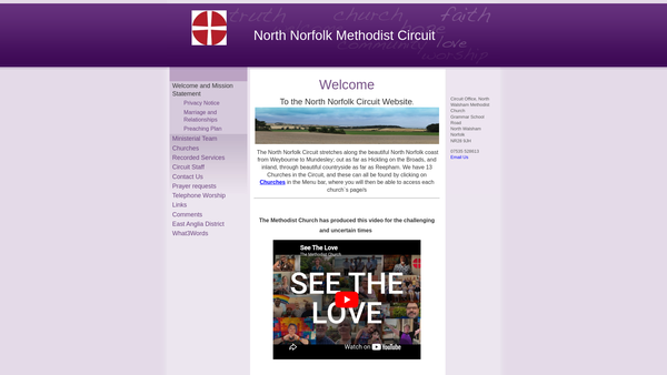 Screenshot of the North Norfolk Methodist Circuit website
