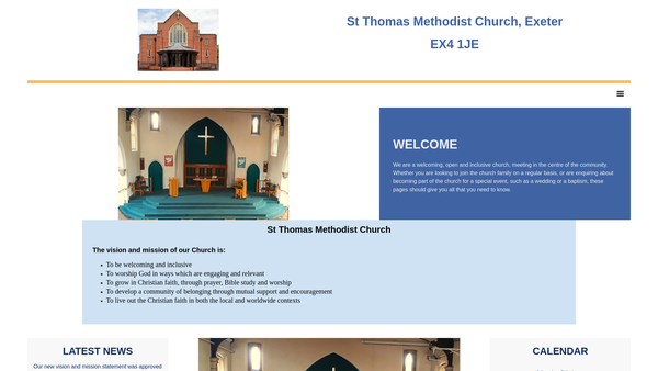 Screenshot of the St Thomas Methodist Church, Exeter website