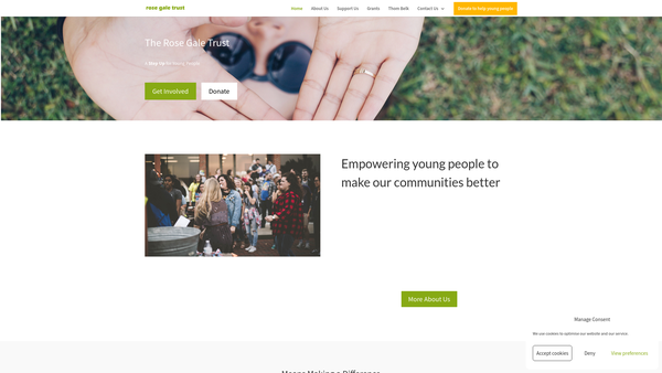 Screenshot of the Rose Gale Trust website