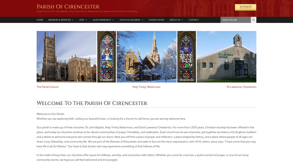 Screenshot of the The Parochial Church Council Of The Ecclesiastical Parish Of Cirencester With Watermoor And St.lawrence website
