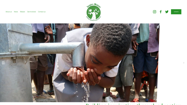 Screenshot of the Inspire Malawi website