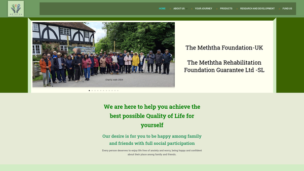 Screenshot of the The Meththa Foundation - UK website