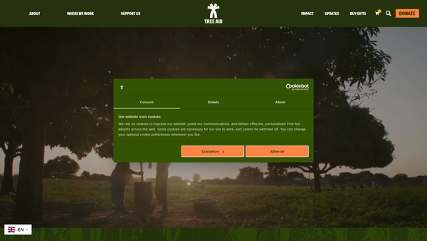 Screenshot of the Tree Aid website