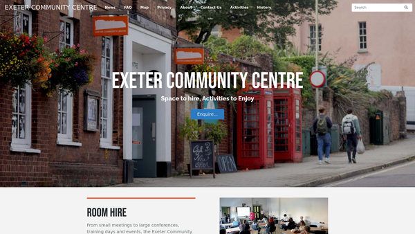 Screenshot of the Exeter Community Centre Trust website