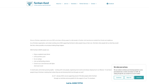 Screenshot of the Farnham Assist website