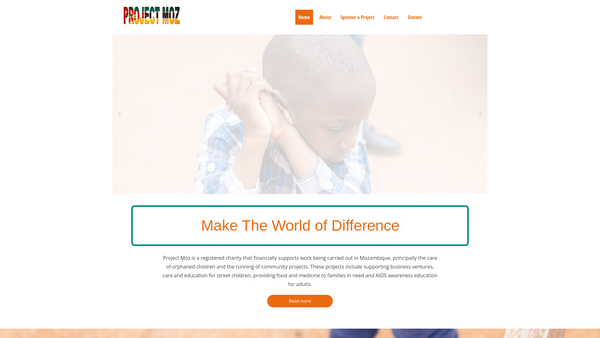 Screenshot of the Project Moz website