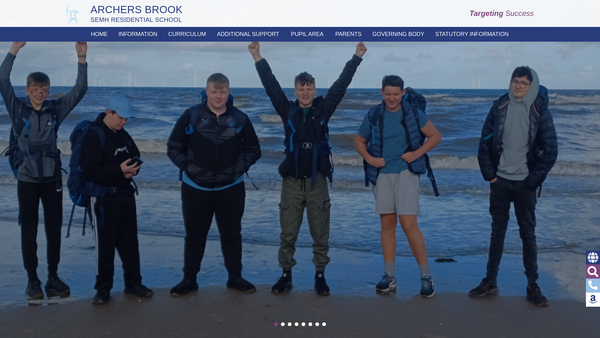 Screenshot of the Archers Brook SEMH Residential School Charitable Trust website