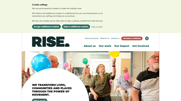 Screenshot of the Rise North East website