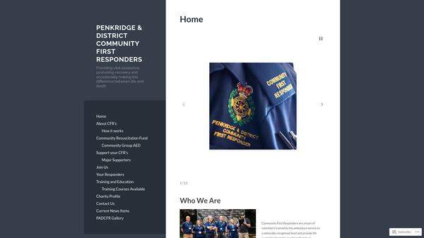 Screenshot of the Penkridge & District Community First Responders website