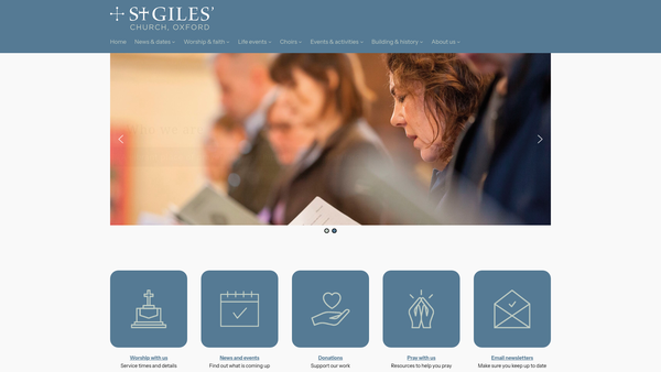 Screenshot of the The Parochial Church Council Of The Ecclesiastical Parish Of St Giles' Oxford website