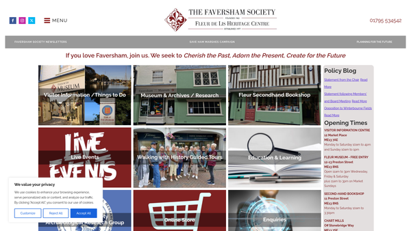 Screenshot of the The Faversham Society website