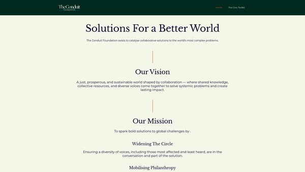 Screenshot of the The Conduit Foundation website