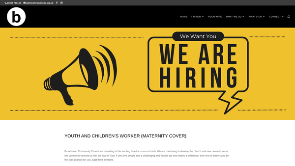 Screenshot of the Broadmead Community Church website