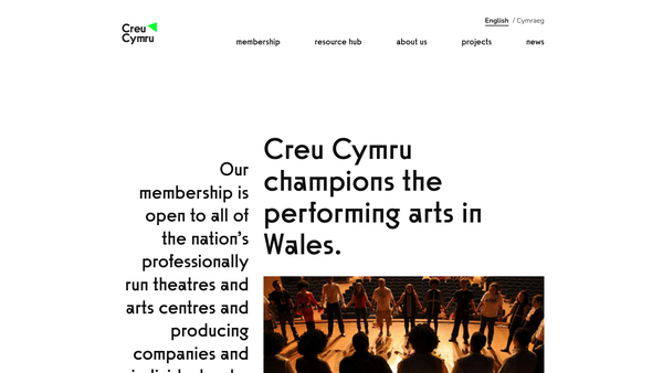 Screenshot of the Creu Cymru website