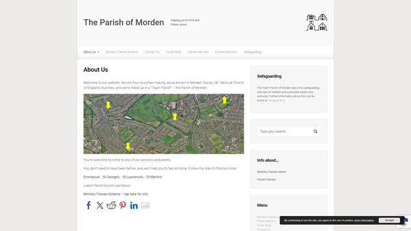 Screenshot of the The Parochial Church Council Of The Ecclesiastical Parish Of Team Parish Morden Surrey website