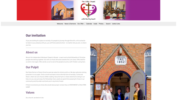 Screenshot of the Bozeat Independent Wesleyan Church website