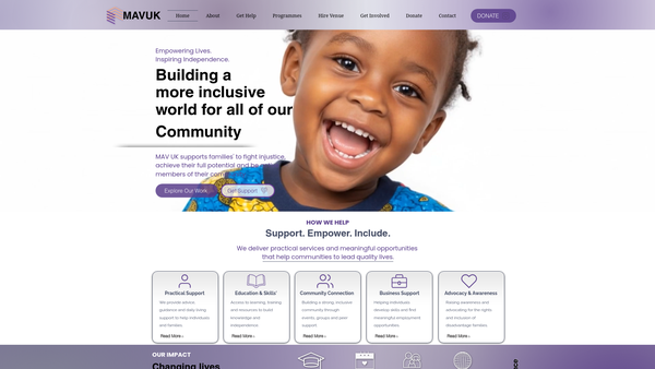 Screenshot of the Mothers Against Violence website