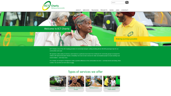 Screenshot of the Ealing Community Transport website