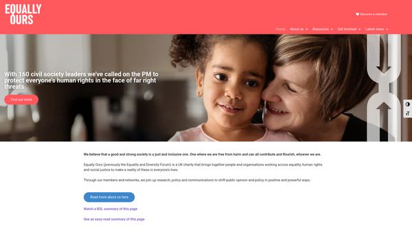 Screenshot of the Equally Ours website