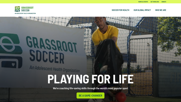 Screenshot of the Grassroot Soccer (UK) website