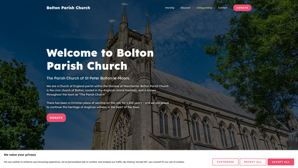 Screenshot of the The Parochial Church Council Of The Ecclesiastical Parish Of St Peter Bolton-Le-Moors website