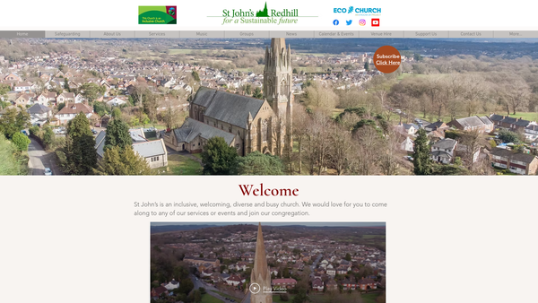 Screenshot of the The Parochial Church Council Of The Ecclesiastical Parish Of St John The Evangelist, Redhill website