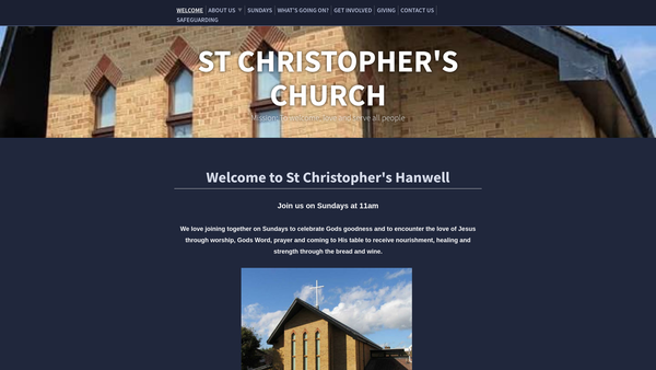 Screenshot of the The Parochial Church Council of the Ecclesiastical Parish of St Christopher, Hanwell website
