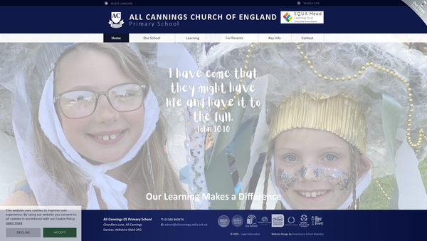 Screenshot of the All Cannings Primary School PTA website