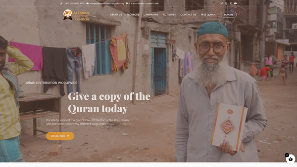 Screenshot of the Al Quran Academy London website
