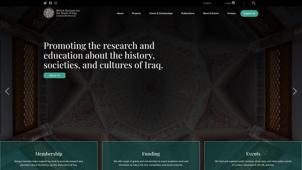 Screenshot of the The British Institute For The Study Of Iraq (Gertrude Bell Memorial) website