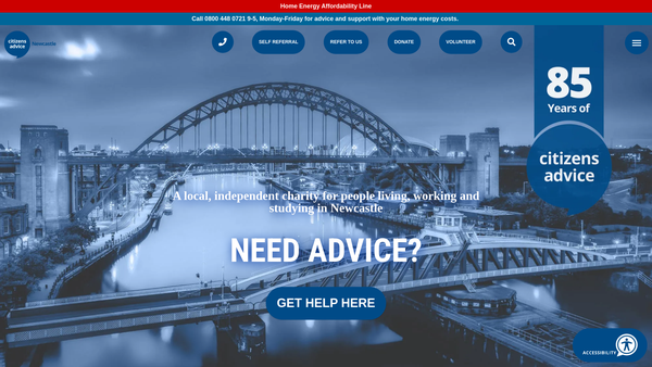 Screenshot of the Citizens Advice Newcastle website