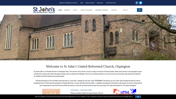 Screenshot of the St John's United Reformed Church Orpington Charity website