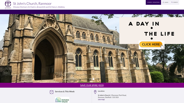 Screenshot of the The Parochial Church Council Of The Ecclesiastical Parish Of St John The Evangelist, Ranmoor, Sheffield website