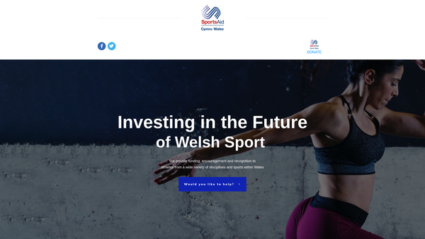 Screenshot of the Sports Aid Cymru Wales website