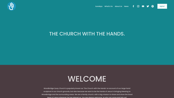 Screenshot of the Woodbridge Quay Church website